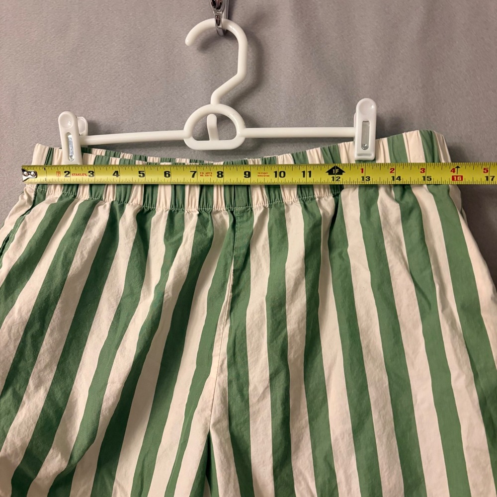 Hanna Andersson Pajama Set Green White Striped Cotton Button Down Top Shorts L - Picture 15 of 16